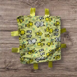 Swiggles Yellow Duck Lovey Baby Security Blanket Ribbon Tags Ducky Plush Minky